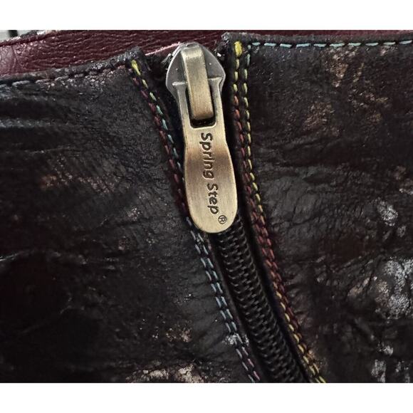 L'Artiste Waterlily Genuine Leather Upper Embossed Bootie Black Women's Size 37 - Picture 12 of 16